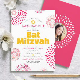 Pink Bat Mitzvah Foto Kühne Coole Sternexplosion G Einladung