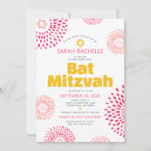 Pink Bat Mitzvah Foto Kühne Coole Sternexplosion G Einladung (Vorderseite)