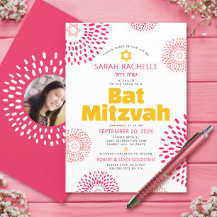 Pink Bat Mitzvah Foto Kühne Sternexplosion Cool Gr Einladung