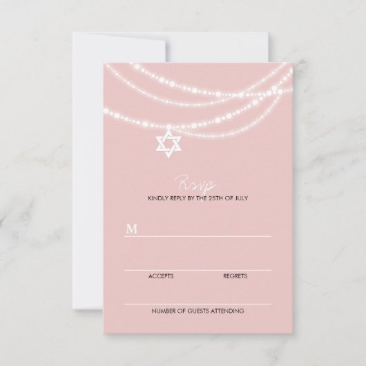 Pink Bat Mitzvah Glitzern-Star der David RSVP-Kart RSVP Karte (Vorderseite)