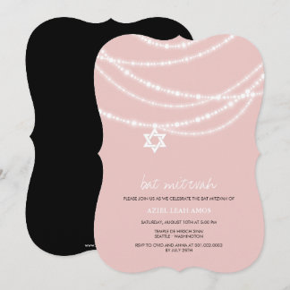 Pink Bat Mitzvah Glitzern Stern von David laden Einladung