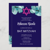 Pink Bat Mitzvah QR Code Einladung (Vorne/Hinten)