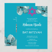 Pink Bat Mitzvah QR Code Einladung (Vorne/Hinten)