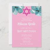 Pink Bat Mitzvah QR Code Einladung (Vorderseite)