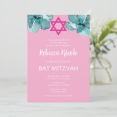 Pink Bat Mitzvah QR Code Einladung (Stehend Vorderseite)