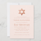 Pink Bat Mitzvah Simple Rose Gold Star of David Einladung (Vorderseite)