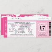 Pink Bat Mitzvah World Traveller Boarding Pass Einladung (Vorne/Hinten)