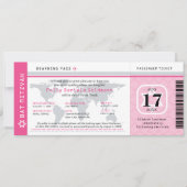 Pink Bat Mitzvah World Traveller Boarding Pass Einladung (Vorderseite)
