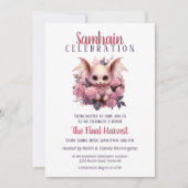 Pink Bat Samhain Harvest Halloween-Party Einladung (Vorderseite)