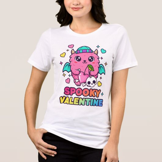 Pink Bat with Skull & Stars for Alt Romance Tri-Blend Shirt (Vorderseite)
