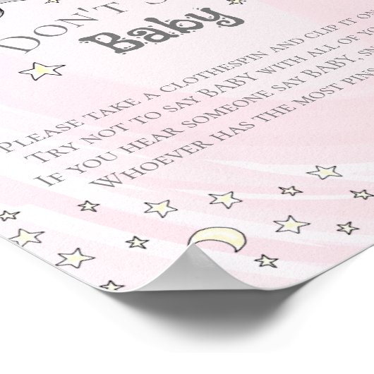 Pink Bats Say Baby Shower Game nicht Poster (Ecke)