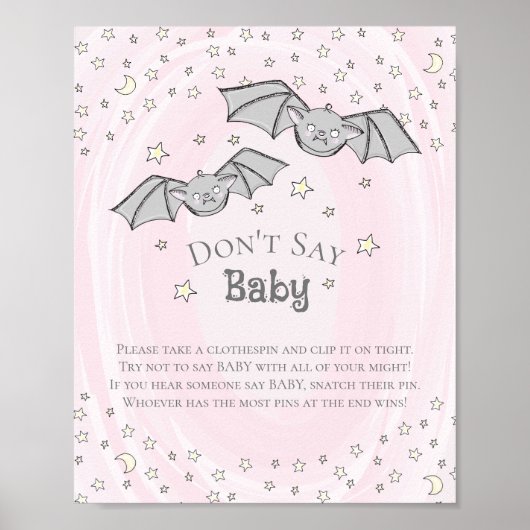 Pink Bats Say Baby Shower Game nicht Poster (Vorne)