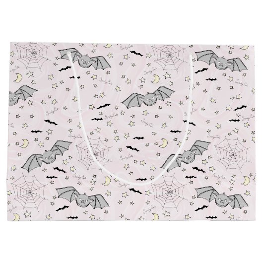 Pink Bats Spookoky Niedlich Baby Girl Große Geschenktüte (Rückseite)