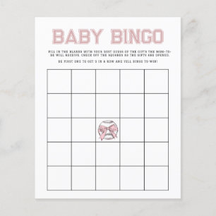 Pink Batter Up Baseball Baby Bingo-Spiel