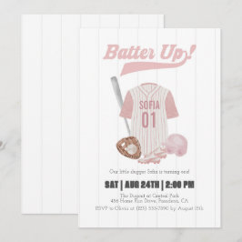 Pink Batter Up Baseball Einladung zum ersten Gebur