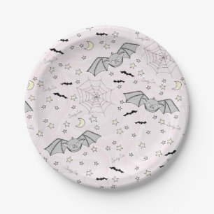 Pink Batty, Stars & Moons Niedlich Pappteller