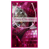 Pink Baubles Frohe Weihnachtsgeschenk Tasche klein Kleine Geschenktüte (Rückseite)
