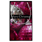 Pink Baubles Frohe Weihnachtsgeschenk Tasche klein Kleine Geschenktüte (Rückseite)