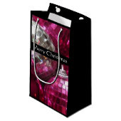 Pink Baubles Frohe Weihnachtsgeschenk Tasche klein Kleine Geschenktüte (Vorderseite Schrägansicht)