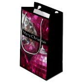 Pink Baubles Frohe Weihnachtsgeschenk Tasche klein Kleine Geschenktüte (Rückseite Schrägansicht)