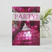 Pink Baubles 'Party' Einladung! Einladung (Stehend Vorderseite)