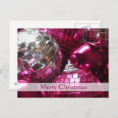 Pink Baubles Postkarte "Frohe Weihnachten" (Vorne/Hinten)