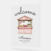 Pink Bauern Market Baby Dusche Willkommen Acrylschild (Winkel)