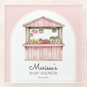 Pink Bauern Market Baby Girl Dusche Glasuntersetzer