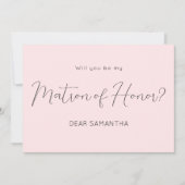 Pink Be My Matron of Ehre Script Einladung (Vorderseite)