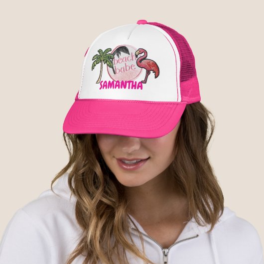 Pink Beach babe Trendy Imitats Patch Geschenk Truckerkappe (Beispiel)