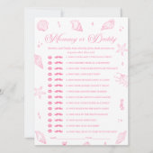 Pink Beach Baby Shower Guess Who Game Card Einladung (Vorderseite)