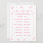 Pink Beach Baby Shower Would She Rather Game Card Einladung (Vorderseite)