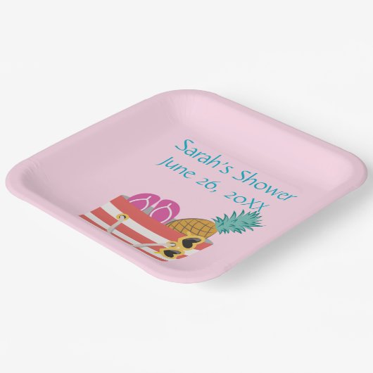 Pink Beach Bag Pappteller (Gewinkelt)