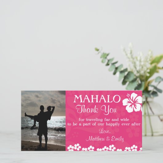 Pink Beach Blume Danke, dass Sie Foto Card Dankeskarte (Stehend Vorderseite)