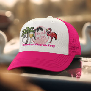 Pink Beach Bride Wedding Imitats Patch Bachelorett Truckerkappe