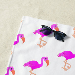 Pink Beach Handtuch mit Flamingos