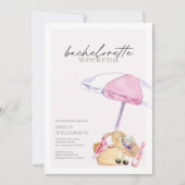 Pink Beach Junggeselinnen-Abschied Weekend Einladung (Vorderseite)