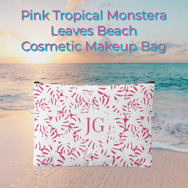 Pink Beach Monstera Tropische Blätter Zubehör Pou Zubehörtasche