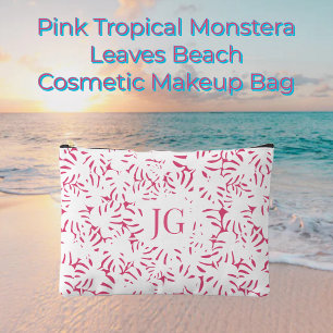 Pink Beach Monstera Tropische Blätter Zubehör Pou Zubehörtasche