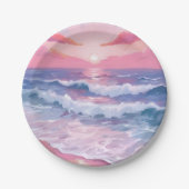 Pink Beach Ocean Shore gestrichen Pappteller (Vorderseite)