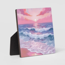 Pink Beach Ocean Shore Malerei Art Fotoplatte