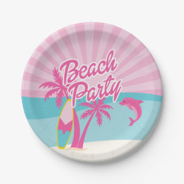 Pink Beach Palm Birthday Pappteller