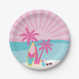 Pink Beach Palm Birthday Pappteller