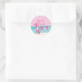 Pink Beach Palm Birthday Runder Aufkleber (Tasche)