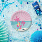 Pink Beach Palmen Geburtstag Pappteller (Party)