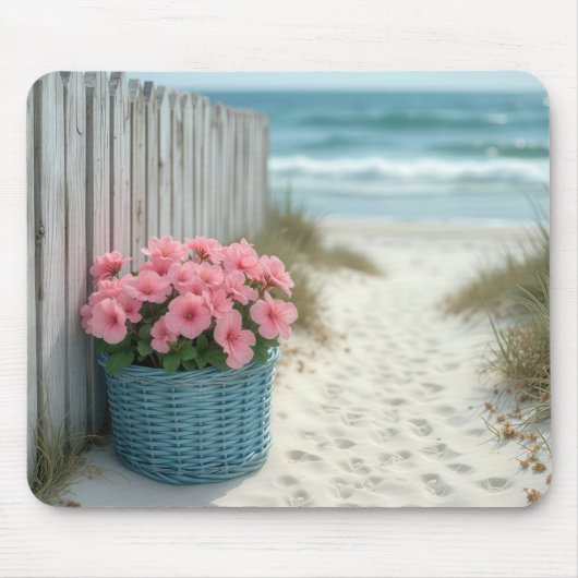 Pink Beach Petunias Mousepad (Vorne)