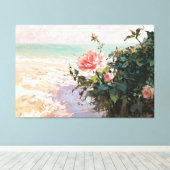 *~* Pink Beach Rose TV2 Stretched Canvas Print Leinwanddruck (Insitu (Holzboden))