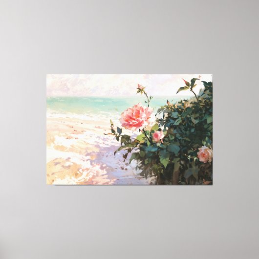 *~* Pink Beach Rose TV2 Stretched Canvas Print Leinwanddruck (Vorderseite)