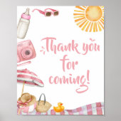Pink Beach Summer Baby Dusche Danke für Ihr Kommen Poster (Vorne)