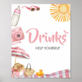 Pink Beach Summer Baby Dusche Drinks Poster (Vorne)